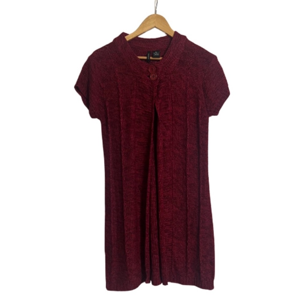 Women's Burgundy Knit Long Cardigan Top